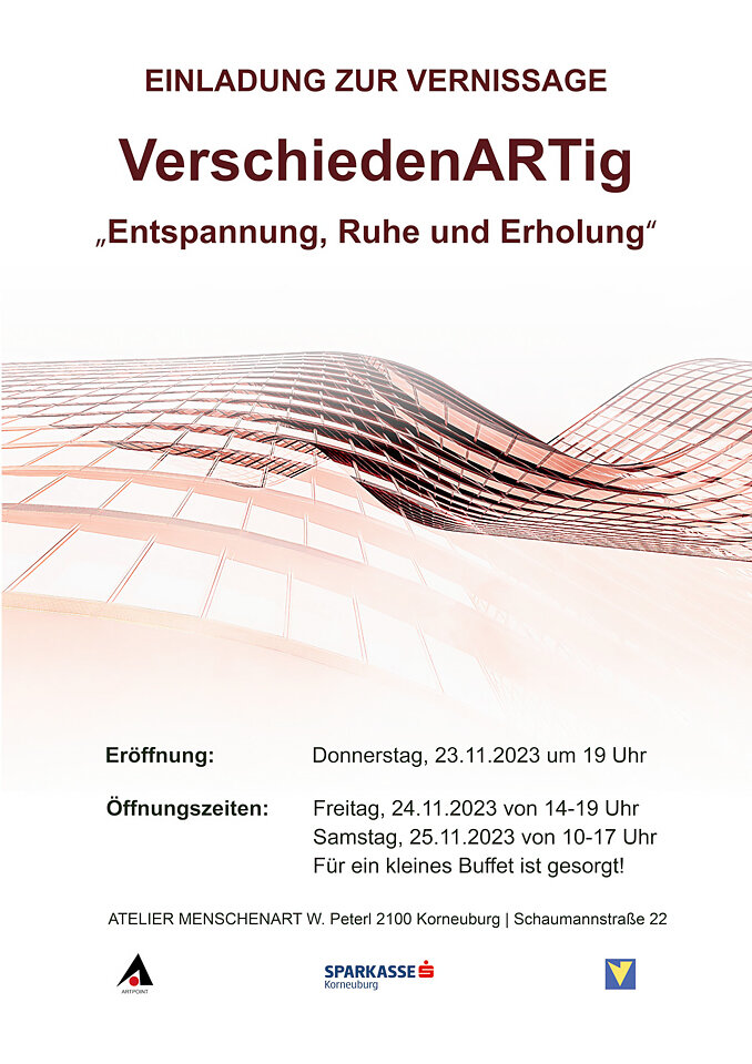 Gruppenausstellung 'Verschiedenartig-Entspannung,Ruhe und Erholung'-Kunstkalender 2024, ArtPoint, Atelier Menschenart, Korneuburg, 2023