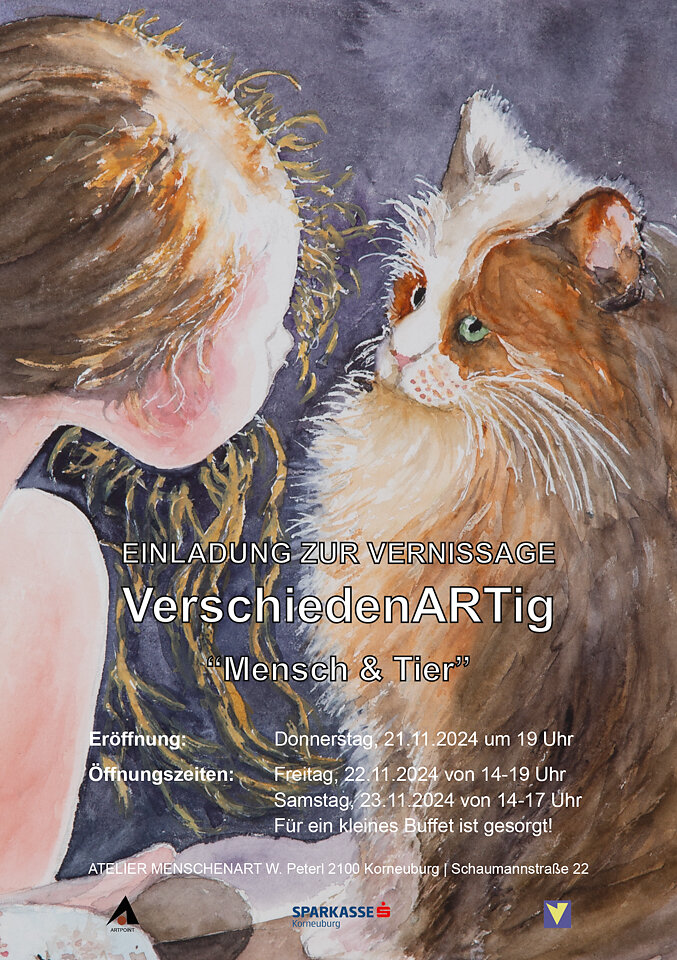 Gruppenausstellung 'VerschiedenARTig- Mensch und Tier' Kalenderpräsentation, Art Point, Atelier MenschenART, Korneuburg, 2024