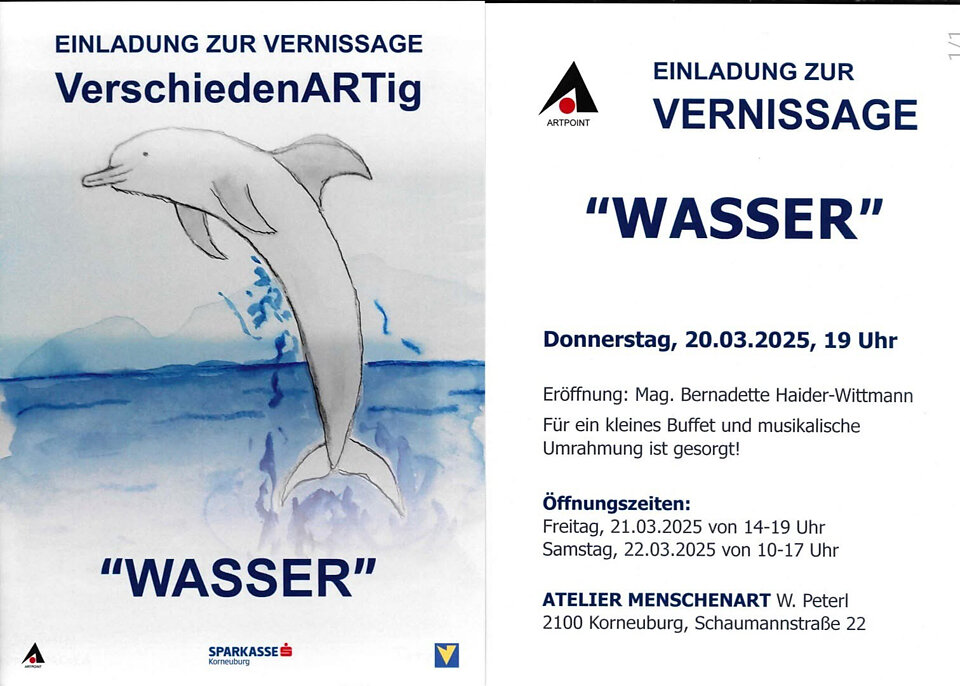 Gruppenausstellung 'VerschiedenARTIG - Wasser', Atelier Menschenart, ArtPOint, Korneuburg